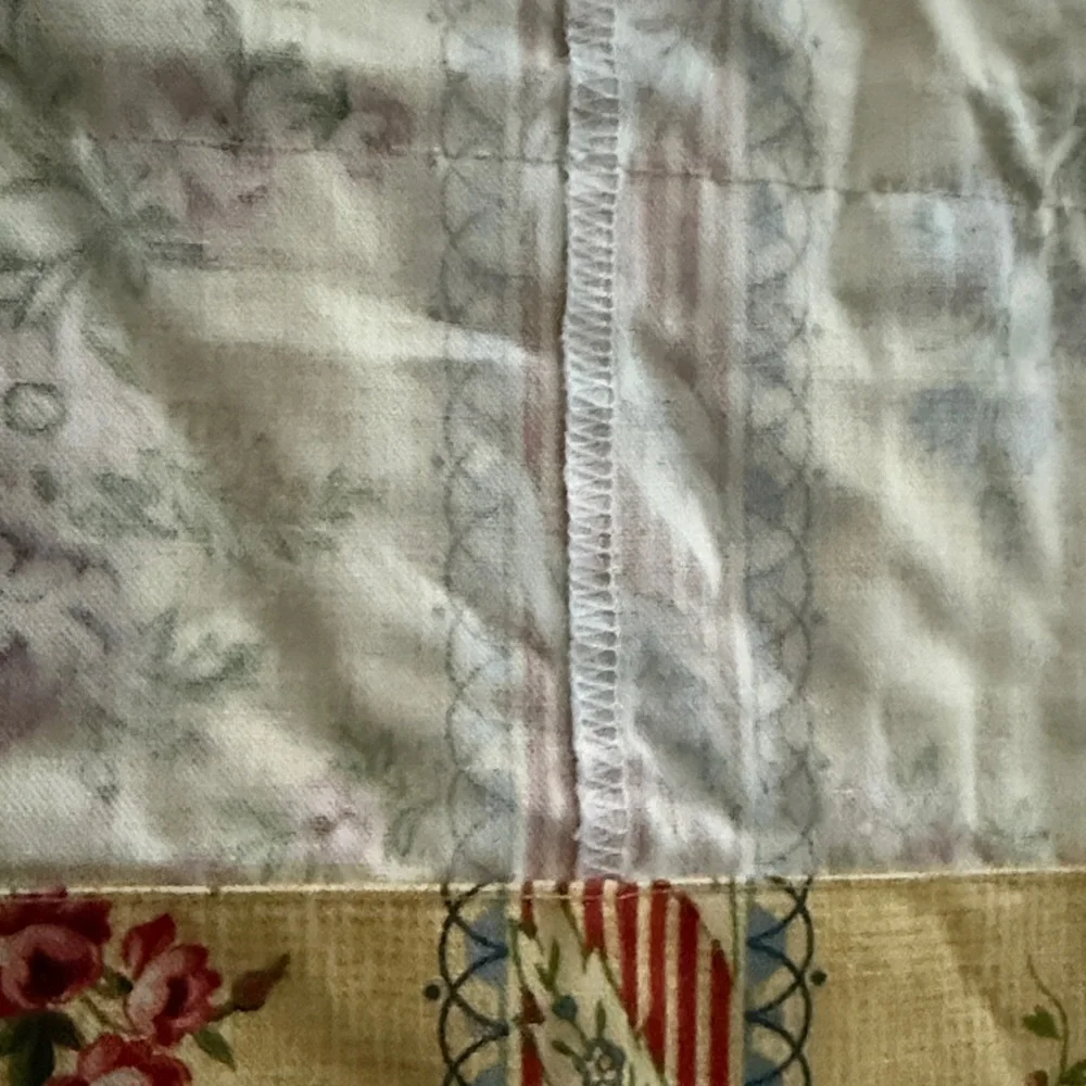 NWOT custom shower curtain, cotton French country print, 99” wide by 70” long.